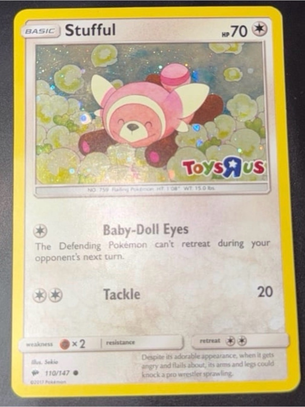 Stufful 110/147 Promo Stamped Toy-R-US 2007 released HoloFoil with half swirl
